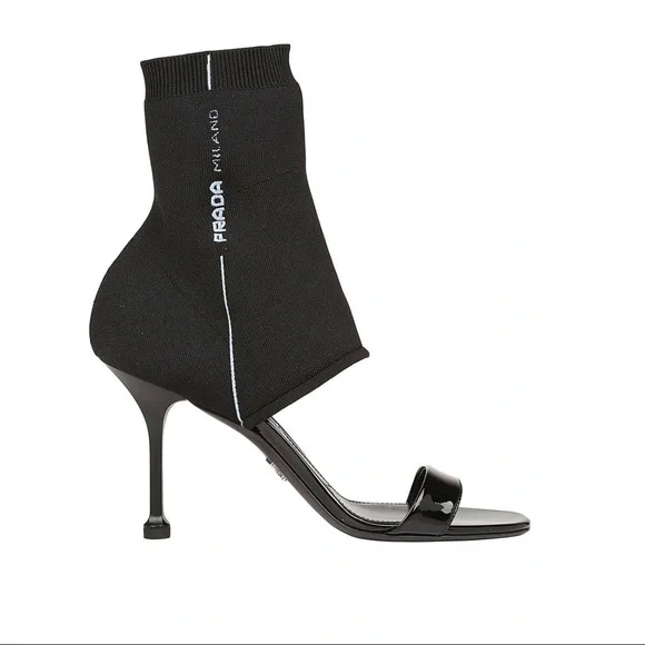 Prada Prada D'Orsay Black Stretch Sandal - Picture 1 of 8